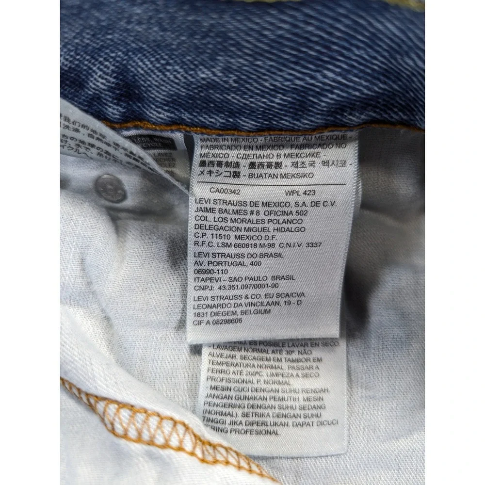 Levi's 505 Regular Fit Jeans Mens 38 Blue Denim Logo Straight Leg Mid Rise